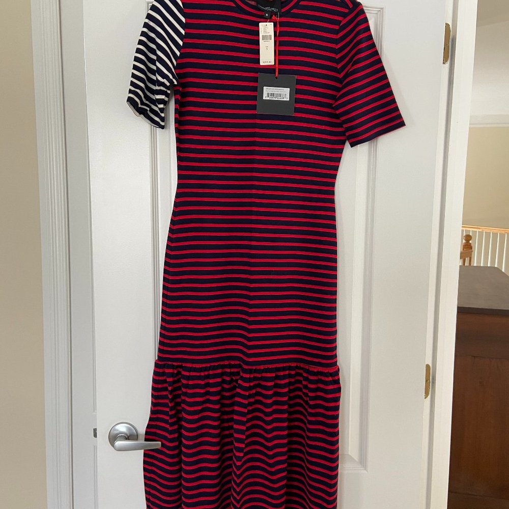 Cynthia Rowley Hang Ten Striped Maxi Dress Red/Navy Small NWT